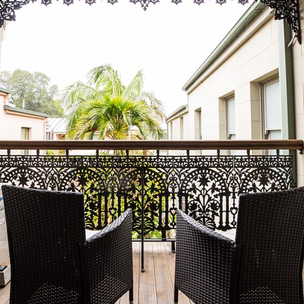 high quality synthetic rattan chairs in the balcony of our suites at Avonmore on the Park